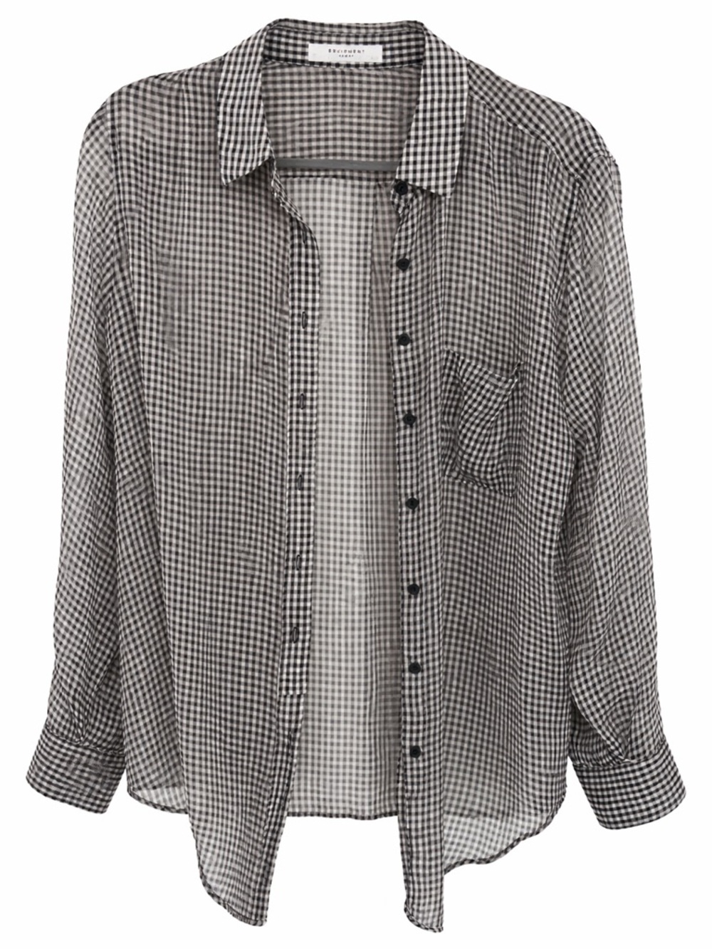 Equipment Femme Silk Lightweight Black & White Gingham Button-Up Shirt Sz Small